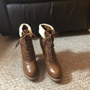 Victoria’s Secret lace up brown shearling boot